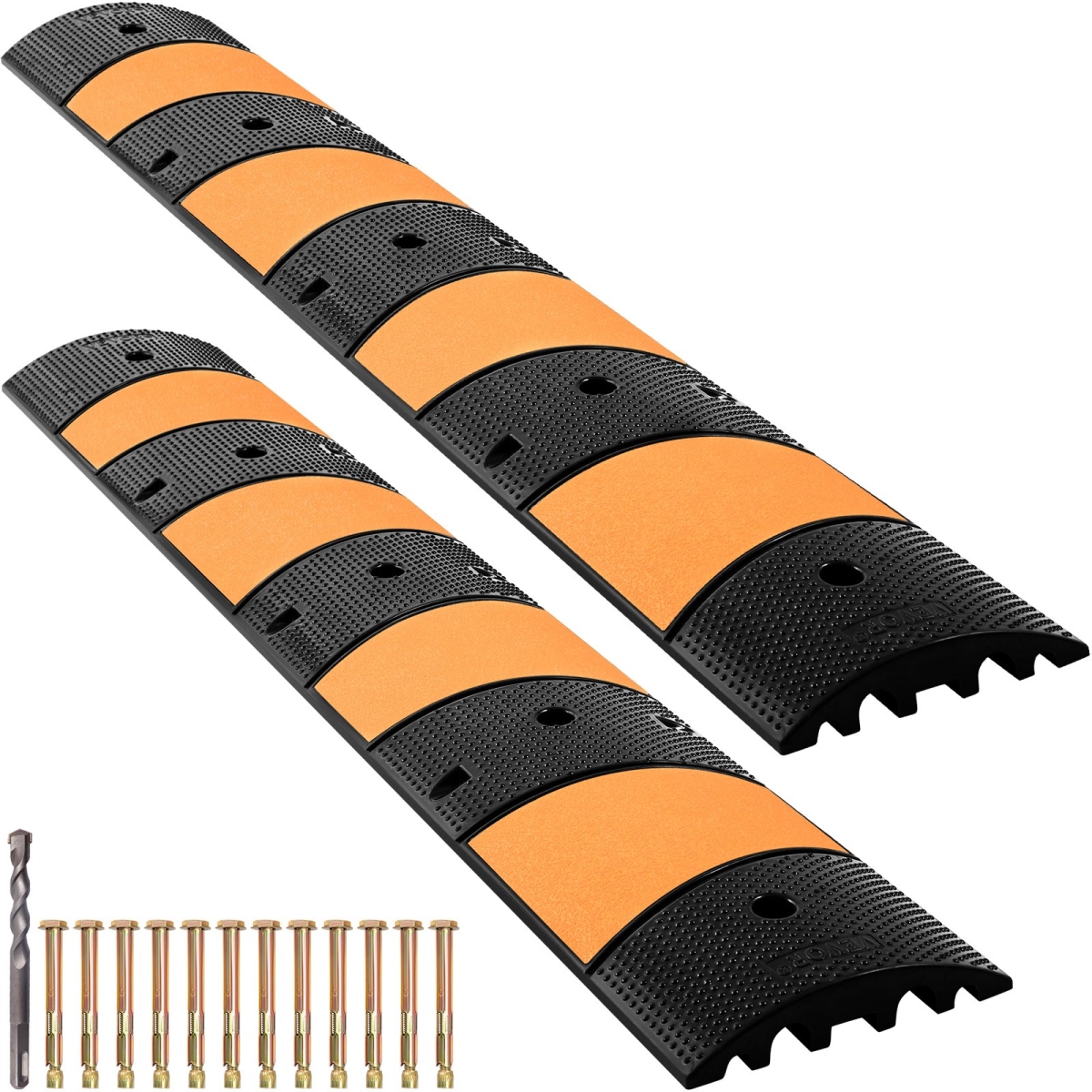 Picture of Vevor YCZDLCG722PCSK9UDV0 Rubber Speed Bump&#44; 2 Channel Speed Bump Hump&#44; 72.8 in. Long Modular Speed Bump Rated 22000 lbs Load Capacity - Pack of 2
