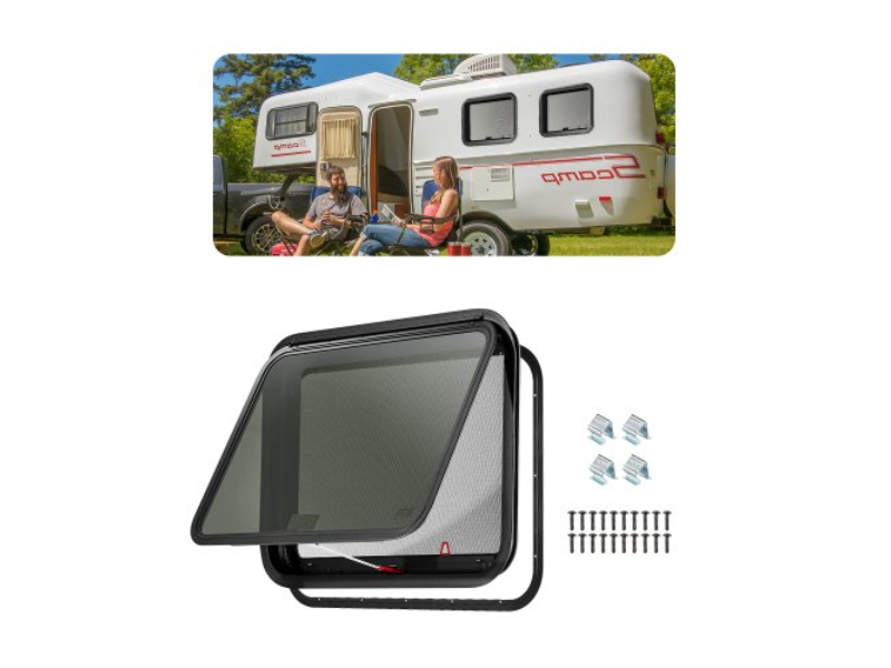 FCCCKWT75055K2KD1V0 30 x 22 in. Exit RV Emergency Push Out Window with Screen & Ring