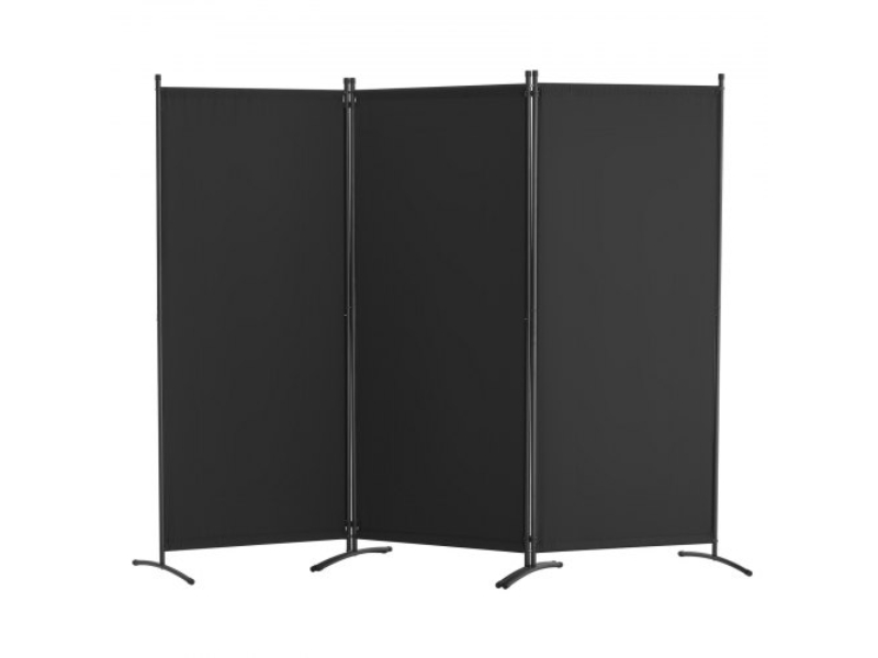 102 x 71 in. 3-Panel Room Dividers & Folding Privacy Screens - Fabric Partition - Black