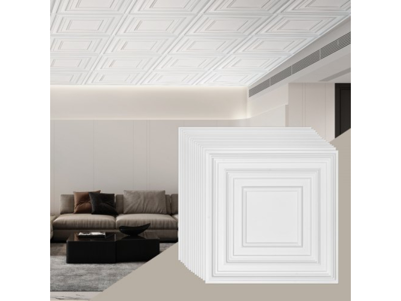 THBZPVCB12J20JVLNV0 24 x 24 in. PVC Easy Installation Peg Pattern Ceiling Tiles, White - Pack of 12