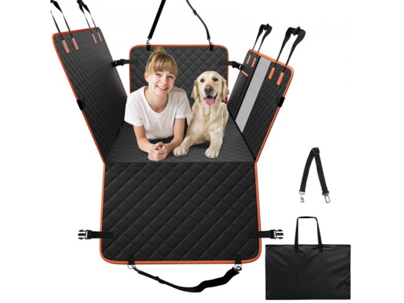 Picture of Vevor QBDXSUV51227Q9PSVV0 51.2 x 27.6 in. Back Waterproof 600D Dog Car Seat Cover for SUV - Black & Orange
