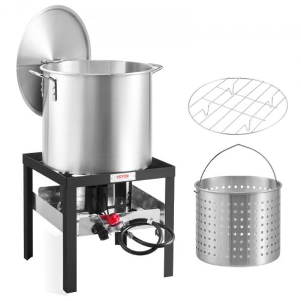 Picture of VEVOR HXG100000BTUNB2DDV0 100 qt. Seafood Boiling Kit with Strainer Outdoor Crab Crawfish Cooking Pot