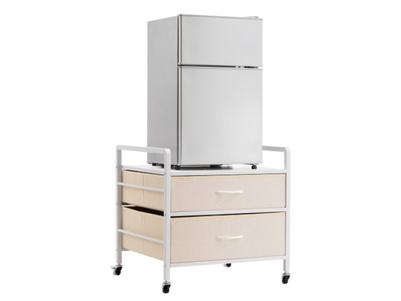 Picture of Vevor CTKMNBXZJ2CB91249V0 176 lbs 2 Drawers Table Mini Fridge Stand with Storage - White