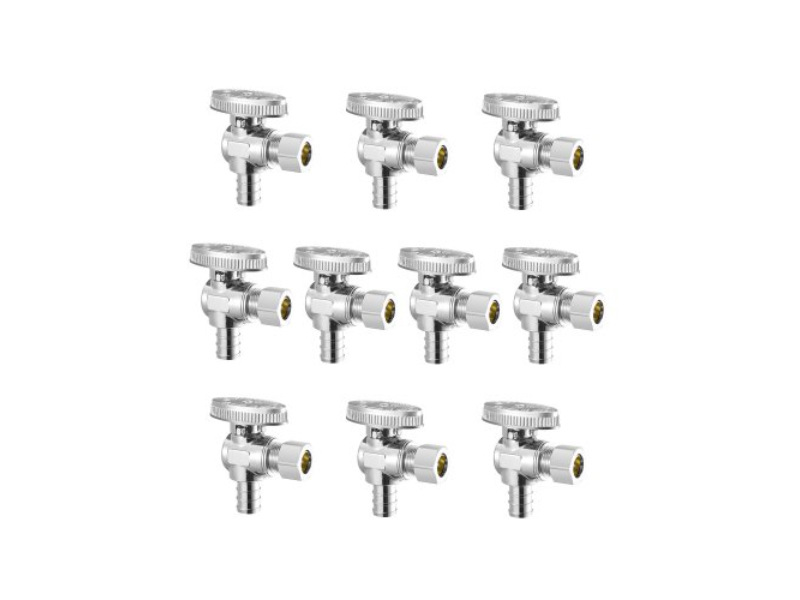 Picture of Vevor JJZF12PEX38ONHE1LV0 0.5 PEX x 0.38 in. OD Compression 0.25 Turn Shut Off Angle Stop Valve - Pack of 10