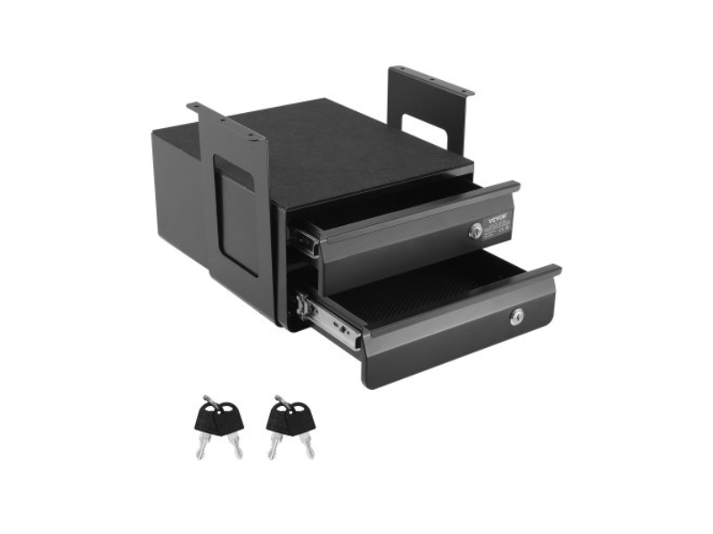 GZTCTGCK13INQUZ7NV0 13 in. 2 Drawer Lockable Under Desk Organizer Slide-Out Home Office - Black