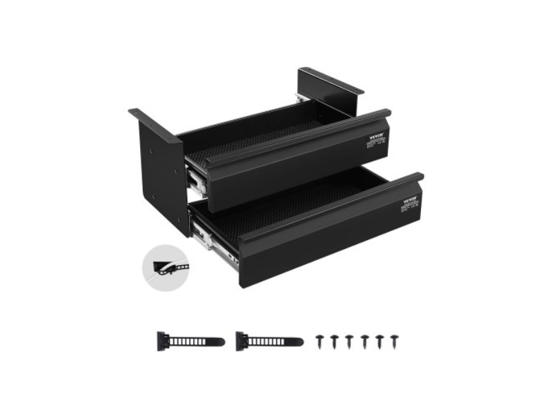 GZTCTCGK16IN5387KV0 16 in. 2 Drawer Under Desk Organizer Slide-out Space Saver Office - Black