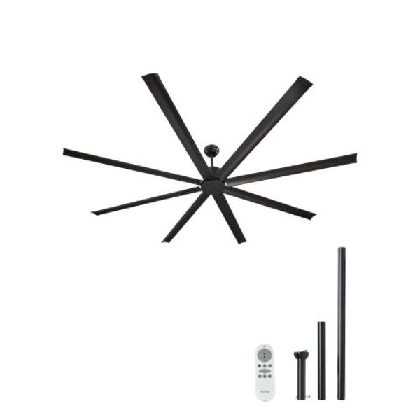 WDDS96INCHLYK233BV6 96 in. Aluminum Ceiling Fan No Light Remote Control Reversible DC Motor - Black