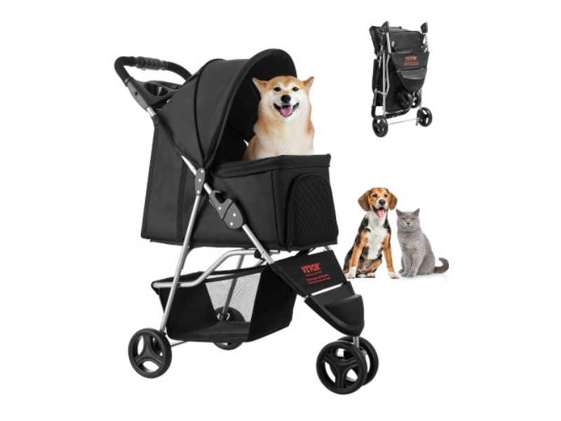 Picture of Vevor CWTCCGK3QSHD7TWPWV0 35 lbs Pet Foldable 3 Wheels Dog Stroller with Brake for Travel Camp