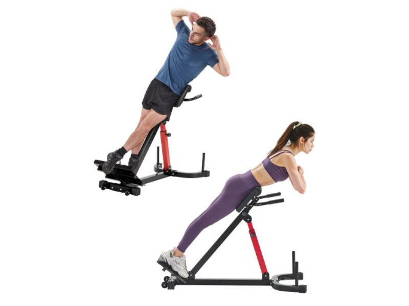WDKLMYAXDLBKR3EIIV0 Roman Chair Back Hyper Extension Bench - Multi-Function Adjustable Gym - Black & Red