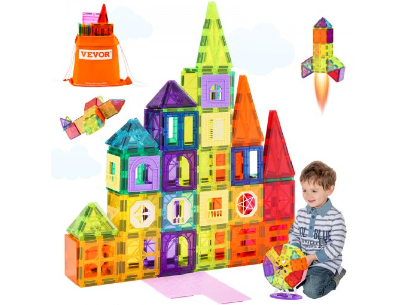 Picture of Vevor JZKCLPJMTZDS0Y81UV0 Magnetic Tiles Building Toy Magnet Blocks for Kids 3D Set - 181 Piece