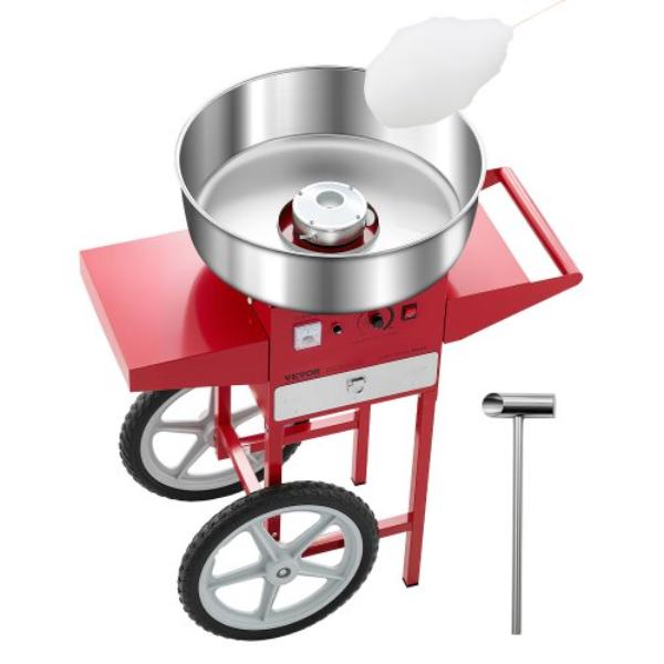 Picture of Vevor HCDRMHTJHSWGFPAD7V1 Electric Cotton Candy Machine - 1000W Commercial Candy Floss Maker - 20.5 in. Stainless Steel Bowl - Red