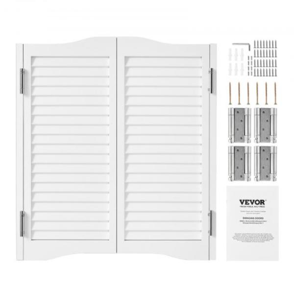 SLBDBMSMW32H1OS2M001V0 Double Saloon Doors - 32 x 36 in. Arched Top Interior Swinging Cafe Doors Premium Pine Wood - White