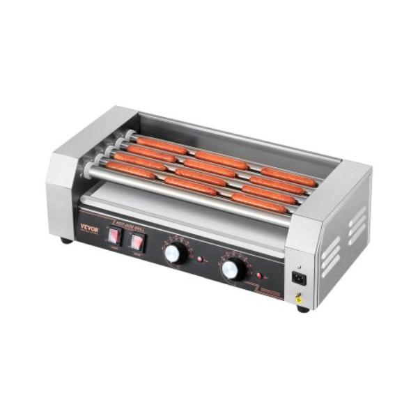 Hot Dog Roller - 12 Hot Dog 5 Rollers - Stainless Steel Sausage Grill Cooker - 750W Hot Dog Machine with Dual Temp Control - Removable Oil Drip Tray