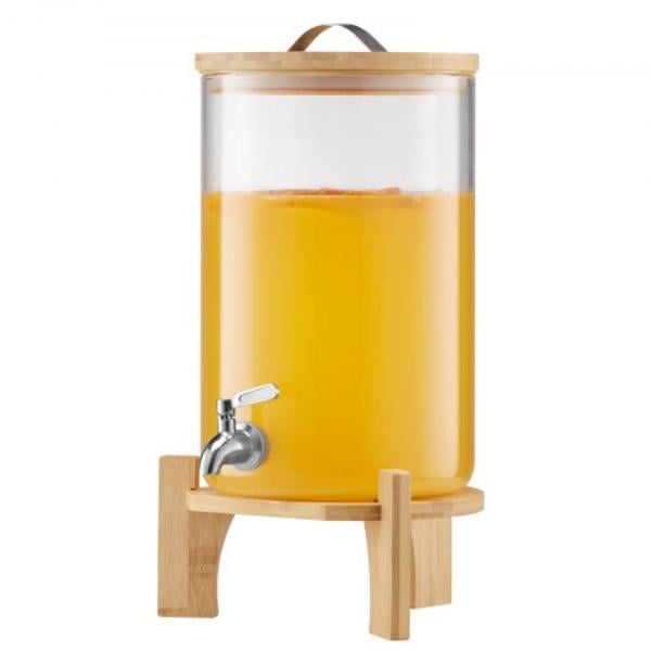 Picture of Vevor YLFPQPGBLFPQBSA1V001V0 Beverage Dispenser - 2.2 gal Drink Dispensers for Parties - Glass Juice Dispenser with Wood Stand