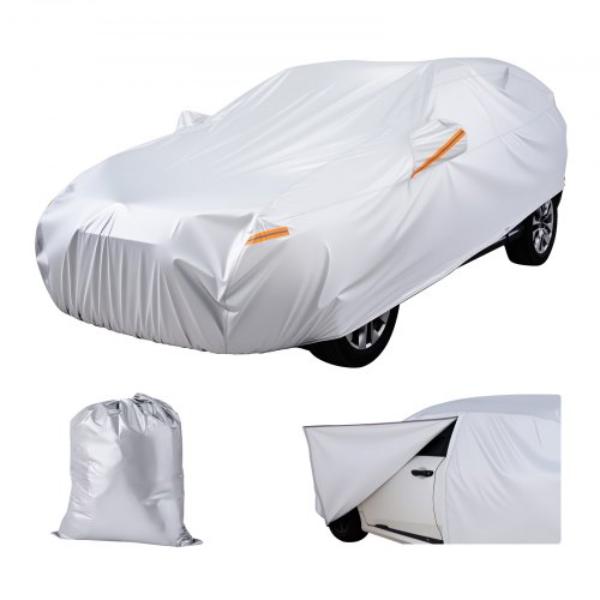 QFGQCCYJCDH0SDNN6001V0 Car Cover - Car Cover Waterproof for Dodge Challenger Full Size Sedan with Door Zipper & Cotton Lining - Silver