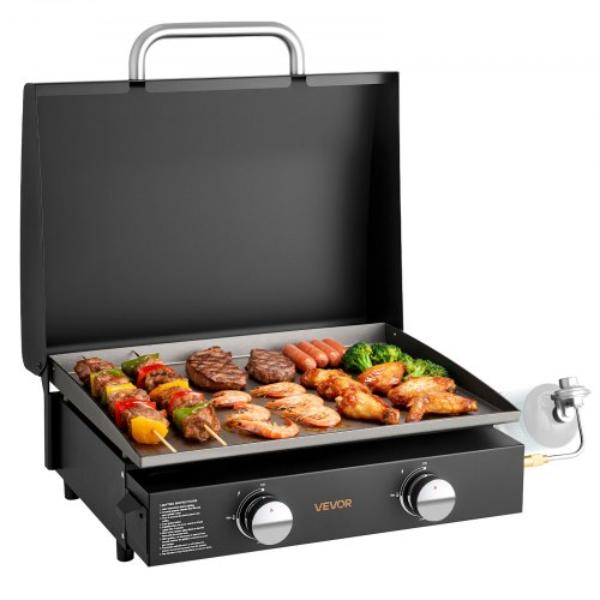 RQLLBLZMKST2E38QD001V0 Gas Griddle - 2 Burner Tabletop Griddle - 22 in. Portable Griddles Propane - 2 x 11000BTU Camping Flat Top Grill