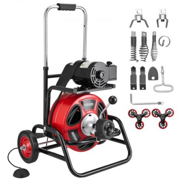 GDSTJLSGTSZDYGHE9001V1 100 ft. x 5 in. Drain Cleaner Machine - Auto Feed Sewer Snake Auger - Portable Drain Cleaning Machine for 2 to 6 in. Pipes