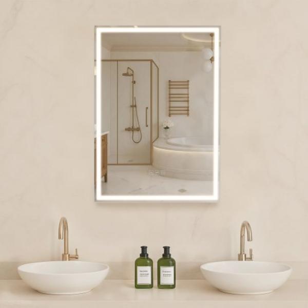 60 Hz Lighted Medicine Cabinet with Mirror - 20 x 28 in. Recessed or Wall Mount - 3 Color Dimmable LED Bathroom Medicine Cabinet