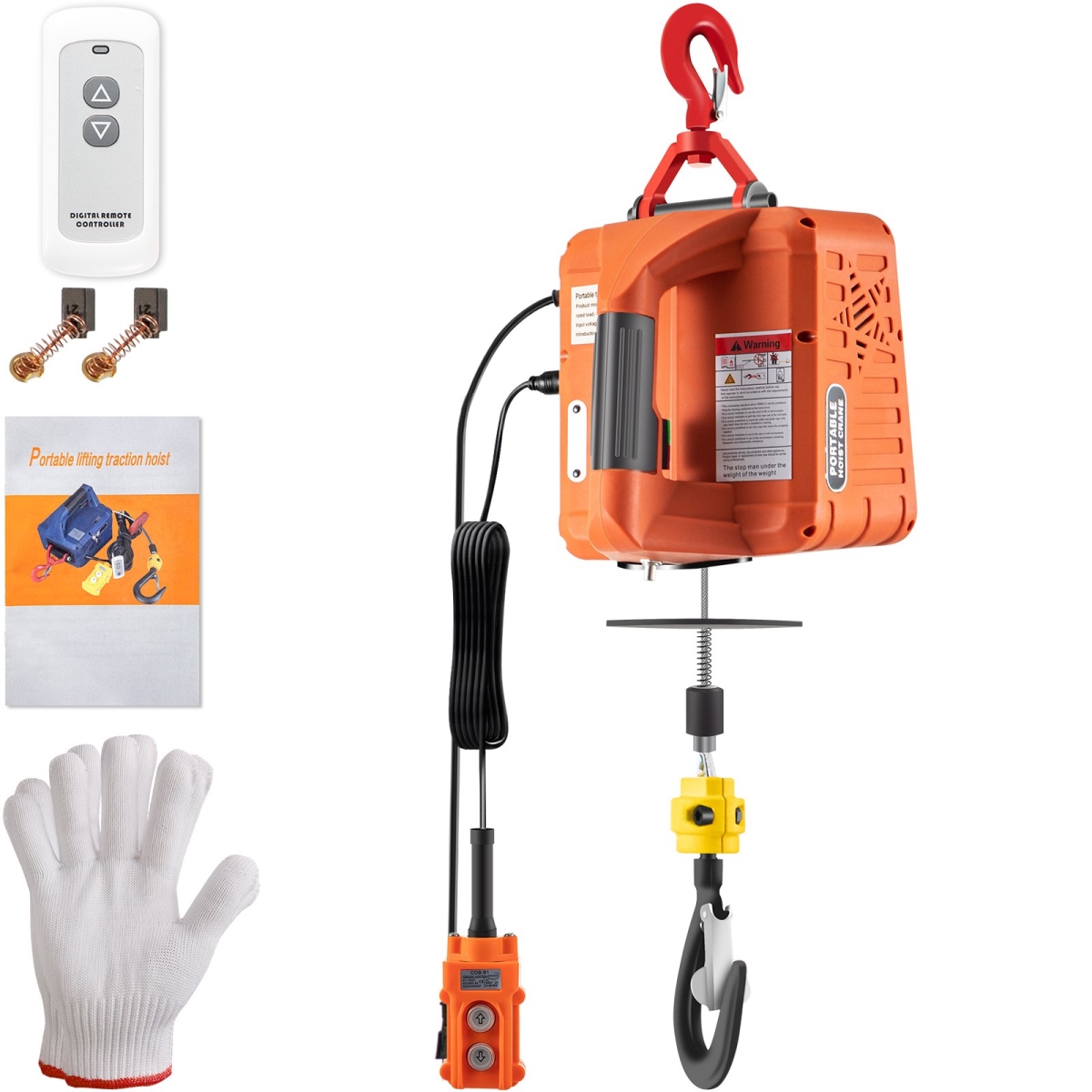 BXTSJ500KGSHY-001V1 3-in-1 Electric Hoist Winch, 1100 lbs Portable Electric Winch, 1500W 110V Power