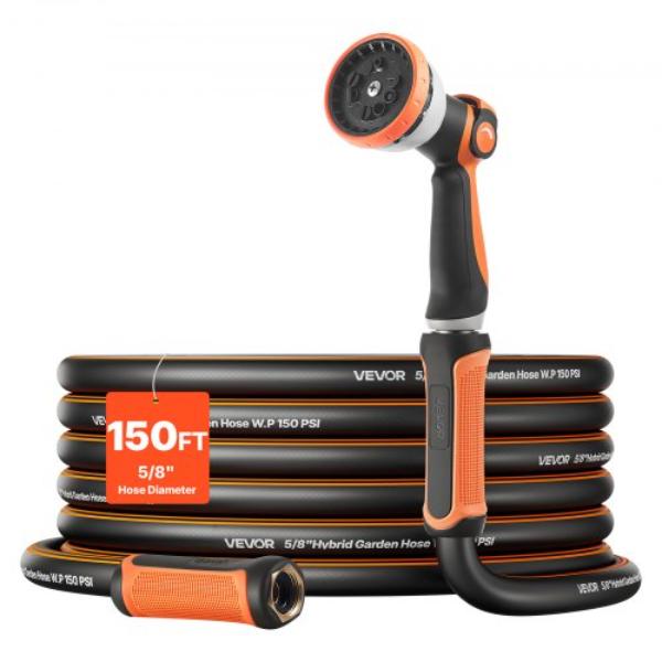 VEVOR Garden Hose, 150 ft 5/8" Heavy Duty Rubber Water Hose - Thumbnail 2