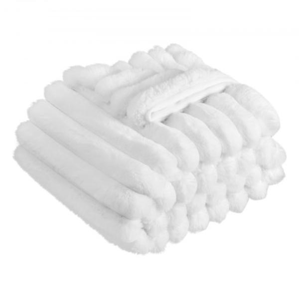 RZMPGTDLZRZM4DB3V001V0 Throw Blanket - 50 x 60 in. Faux Fur Cozy Lightweight Super Soft Bed Blanket, White