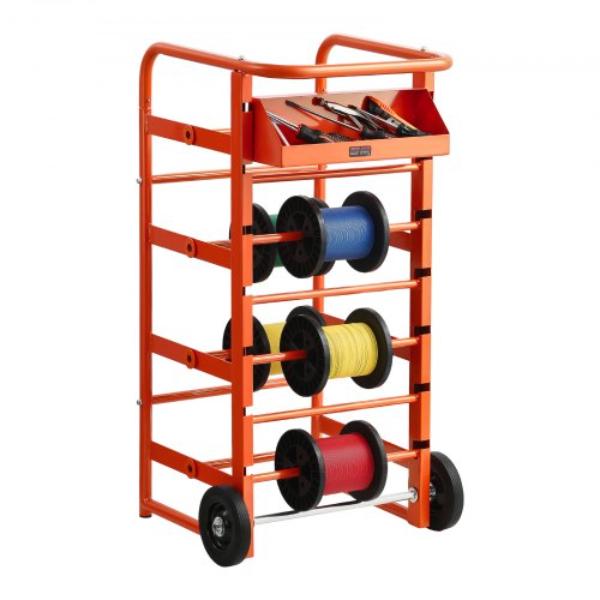 Wire Spool Rack - 11 Rods - Multi-Spool Wire Rack Dispenser - Cable Caddy with Wheels - Cable Holder with Storage Tray for Wiring Storage