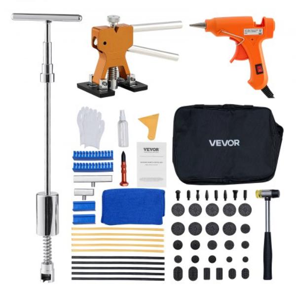 Dent Puller Kit - Paintless Dent Removal Kit with Golden Lifter - Slide Hammer T-Bar for Car Refrigerator Large Small Door Ding Repair - 61 Piece