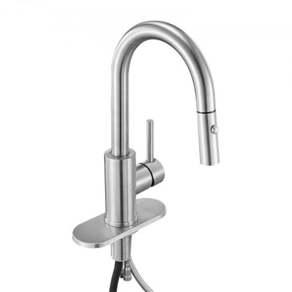 SLSSLTLSNLCSSFD5W001V0 Single Handle Sink Faucet - Brushed Nickel Kitchen Faucet with Pull Down Sprayer Stream & Spray Dual Water Flow Modes