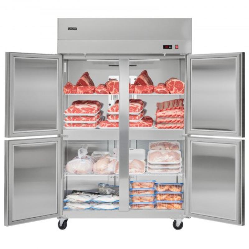 Picture of Vevor LSSYLJ4HALFLS9L9A001V1 Commercial Freezer - 31.89 in. Width Reach In Upright-Freezer Four Door - 31.4 cu. ft. Auto-Defrost Stainless Steel Freezer with 6 Adjustable Shelves