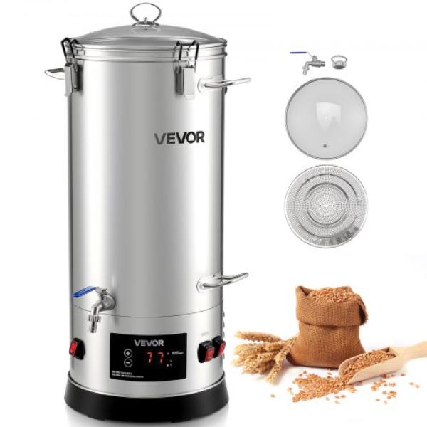 Picture of Vevor FSSPJNJXTTHJHBBJM001V1 Beer Brewing Equipment - 8 gal - 304 Stainless Steel - 1500W All-in-One Home Brewing Kit with Tall Strainer - Integrated Inner Barrel & Reinforced Handle