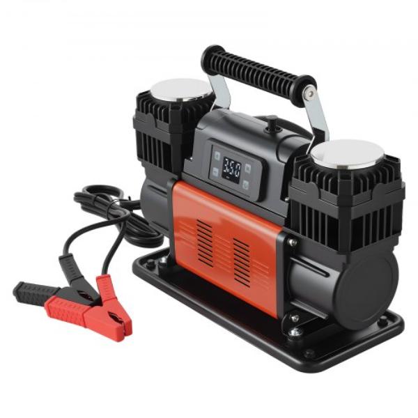 Heavy Duty Dual-Cylinder Air Compressor - 10.6CFM 12V 150PSI Portable Tire Inflator with LCD Digital Display & Adapters for Truck Car SUV RV