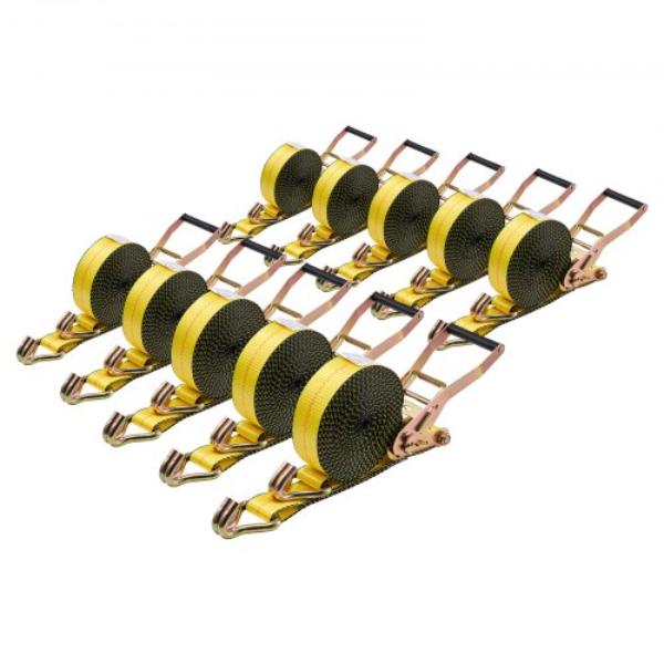 SJGJLD2X3010VZ6IN001V0 Ratchet Straps - 2 in. x 30 ft. - Heavy Duty Tie Down Straps with Double J Hook - 10000 lbs Break Strength - Pack of 10