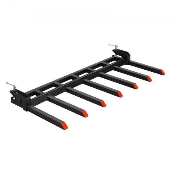Clamp on Debris Forks - 68.5 in. - 7 Fork Tines - 4560 lbs Load - Heavy Duty Pallet Forks for Tractor Loader Skid Steer - Bolt on Bucket Attachments