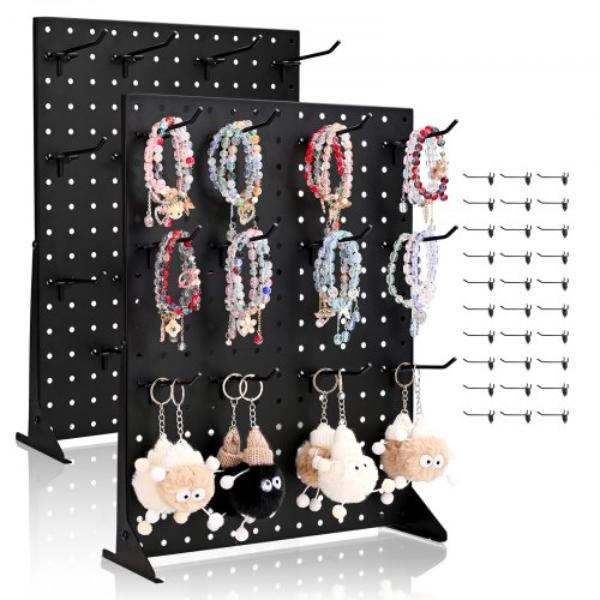 ZMLSDB2GZDPJA8XSJ001V0 Pegboard Display Stand - 17 x 13 in. - Black - 30 Hooks - 2 Piece
