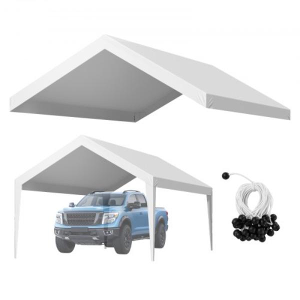 Carport Replacement Canopy - 12 x 20 ft. - Portable Garage Tent Top Tarp - UV-Resistant - Waterproof - Heavy Duty Car Port Cover - White