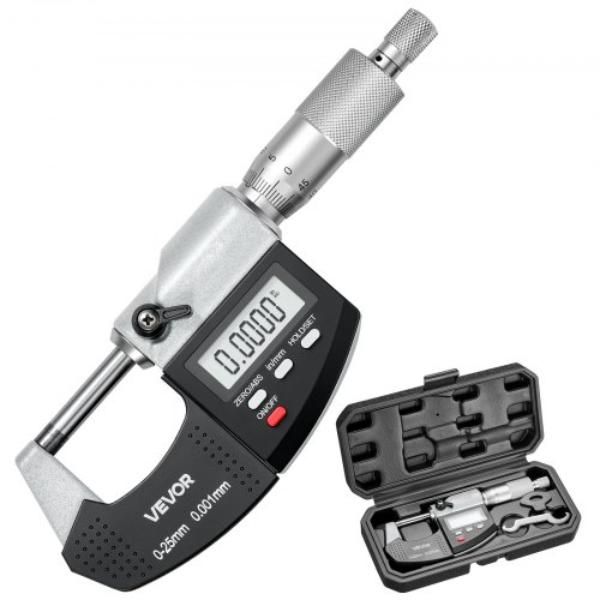 Digital Outside Micrometer - 1 in. Measuring Range - 0.00005 in. Resolution - 0.0001 Accuracy - LCD Screen - Carbide Tip - Protective Case