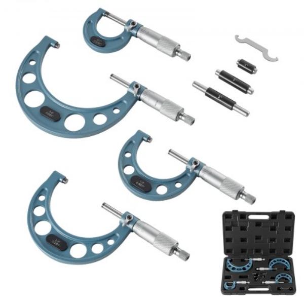Micrometer Set - 1-1-2-2-3-3-4 in. Machinist Outside Micrometer - Ultra-Precision 0.0001 in. Accuracy - Professional Machinist Tools - 4 Piece