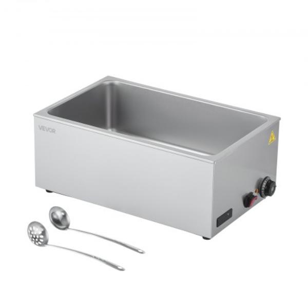 Picture of Vevor SYSPBWQWPDSZ7R4YT001V1 Commercial Food Warmer - 1200W Electric Stainless Steel Steam Food Warmer - Fast Heating Countertop Buffet Bain Marie with Soup & Perforated Ladles