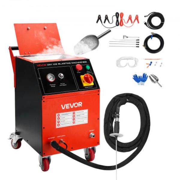 GBQXJKDK5KG003A64001V1 Dry Ice Blasting Machine - 11 lbs - 4 Nozzles - Adjustable Pressure - Movable Blaster Cleaner - 120V