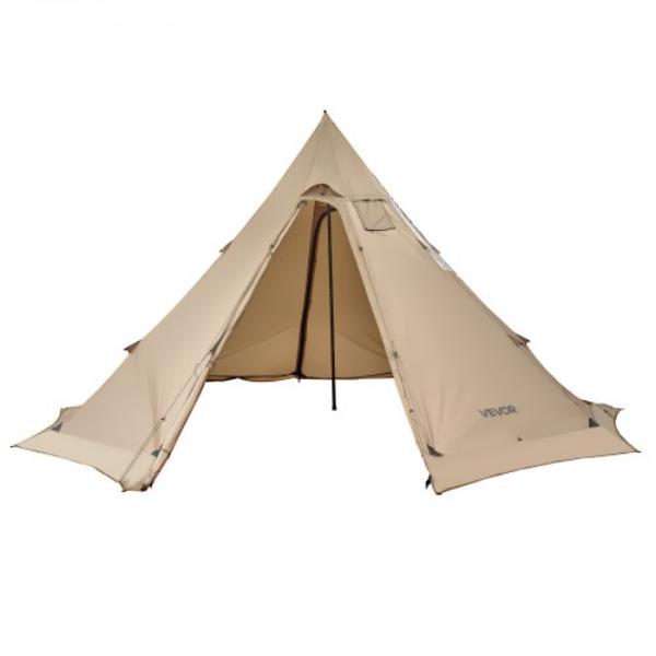 Hot Tent  Portable Winter Tipi Tent  Waterproof Canvas Camping Tents  Lightweight 4 Season Shelter Tents  Large  Brown Plain Weave