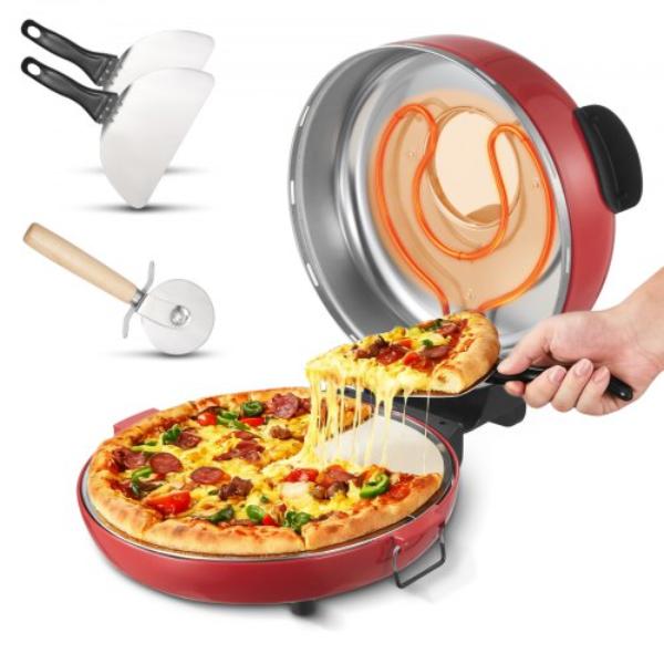 Picture of Vevor JSKSXN16YCHSFR188001V1 Electric Pizza Maker - 14 in. - 1600W - Heats up to 698 deg F with Cordierite Stone - 5-Mode Temperature Control - Viewing Window for Home Kitchen