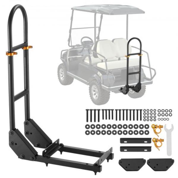 Golf Cart Grab Bar - 17.7 x 9.3 x 35.6 in. - Height Adjustable 27.5 to 33.5 in. - Carbon Steel with Most Golf Carts with Metal Footplates