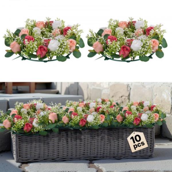 ZSHQHXFSBS14A840T001V0 Artificial Rose Wreath - 14 in. Dia. Faux Flower Wreath with Pink & White Roses - 10 Piece
