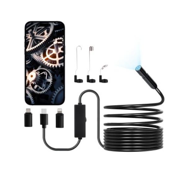 NKJSXTYX3H1DDST3N001V9 Endoscope Camera - 1920P HD Borescope - 8 LED Lights - 16.4 ft. Semi-Rigid Cable - 2X Zoom - IP67 Waterproof - Auto - Plumbing