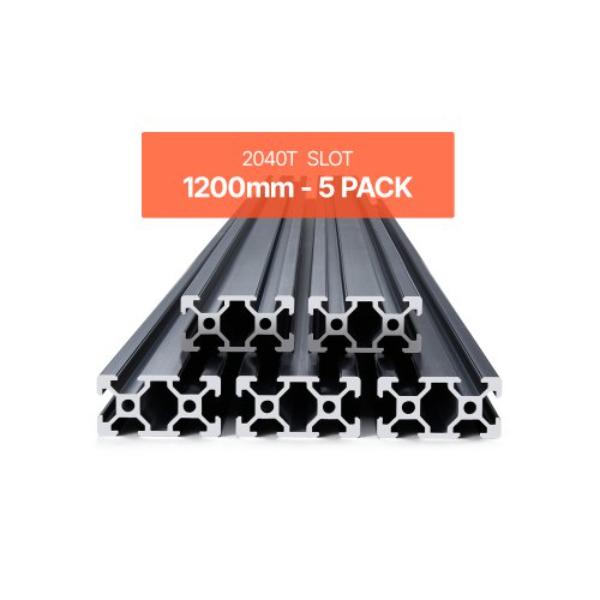 47.2 in. T Slot 2040 Aluminum Extrusion Profile - Black - Anodized Linear Rail for 3D Printer - CNC Machine DIY - Laser Engraving - 5 Piece