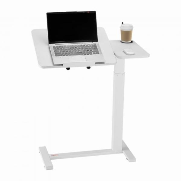 CSZGXDZZCSFZ3O0N9001V0 Overbed Table - Mobile Bed Side Table - Height & Angle Adjustable - Rolling Laptop Desk - White