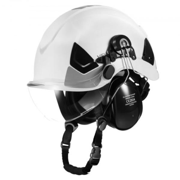 Industrial Safety Helmet - ANSI-ISEA Z89.1 Approved - ABS Hard Hat with Visor & Earmuffs - 6-Point Ratchet Suspension for Men & Women