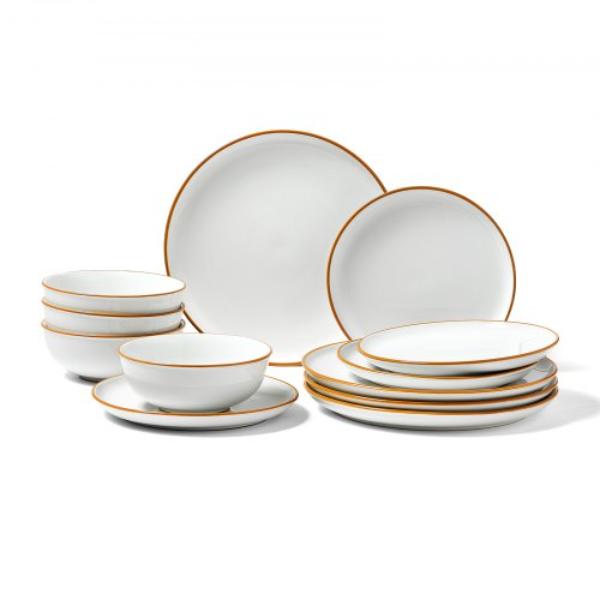Picture of Vevor YXKSMBSYXKS1PBHDNV0 Dinnerware Set - Service for 4 Round Plates & Bowls - Scratch Resistant Ceramic - Dishwasher & Microwave Suitable - White - 12 Piece