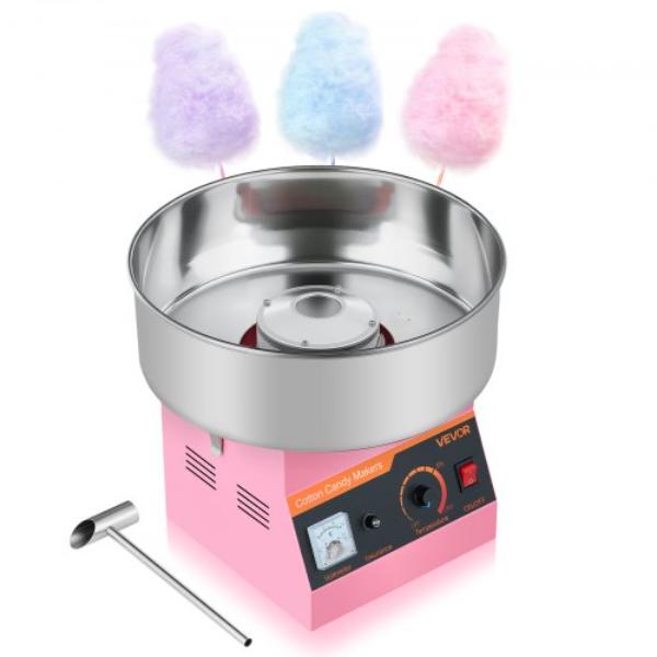 Picture of Vevor TSXXHMHTJFSWJCEIH001V1 Cotton Candy Machine - 1000W Electric Candy Floss Maker - Pink - 15 in. Stainless Steel Bowl - Sugar Scoop - Makes Hard Candy for Home Kids Birthday Family Party