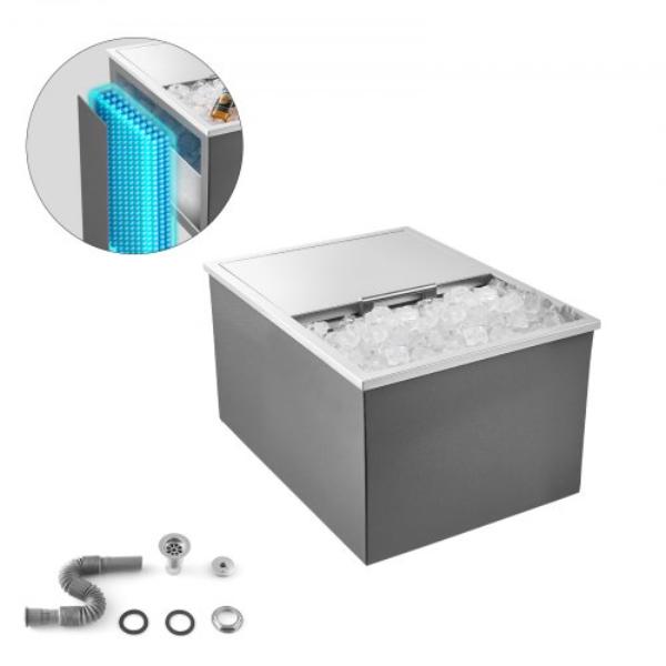 QRSCBC201BXGZTA9A001V0 Drop-in Ice Chest - 57.8 qt. Stainless Steel Cooler with Sliding Lid for Outdoor Kitchen Patio Bar - 24 x 18 x 13 in.